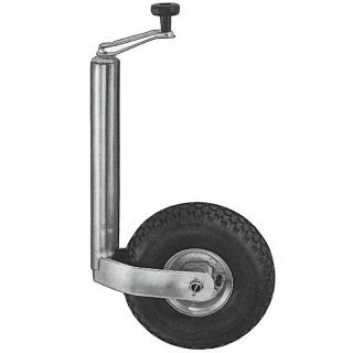 Stützrad, Stützlast 150 kg, verzinkt, Ø 48 mm Rohr, Luftrad Stahlfelge